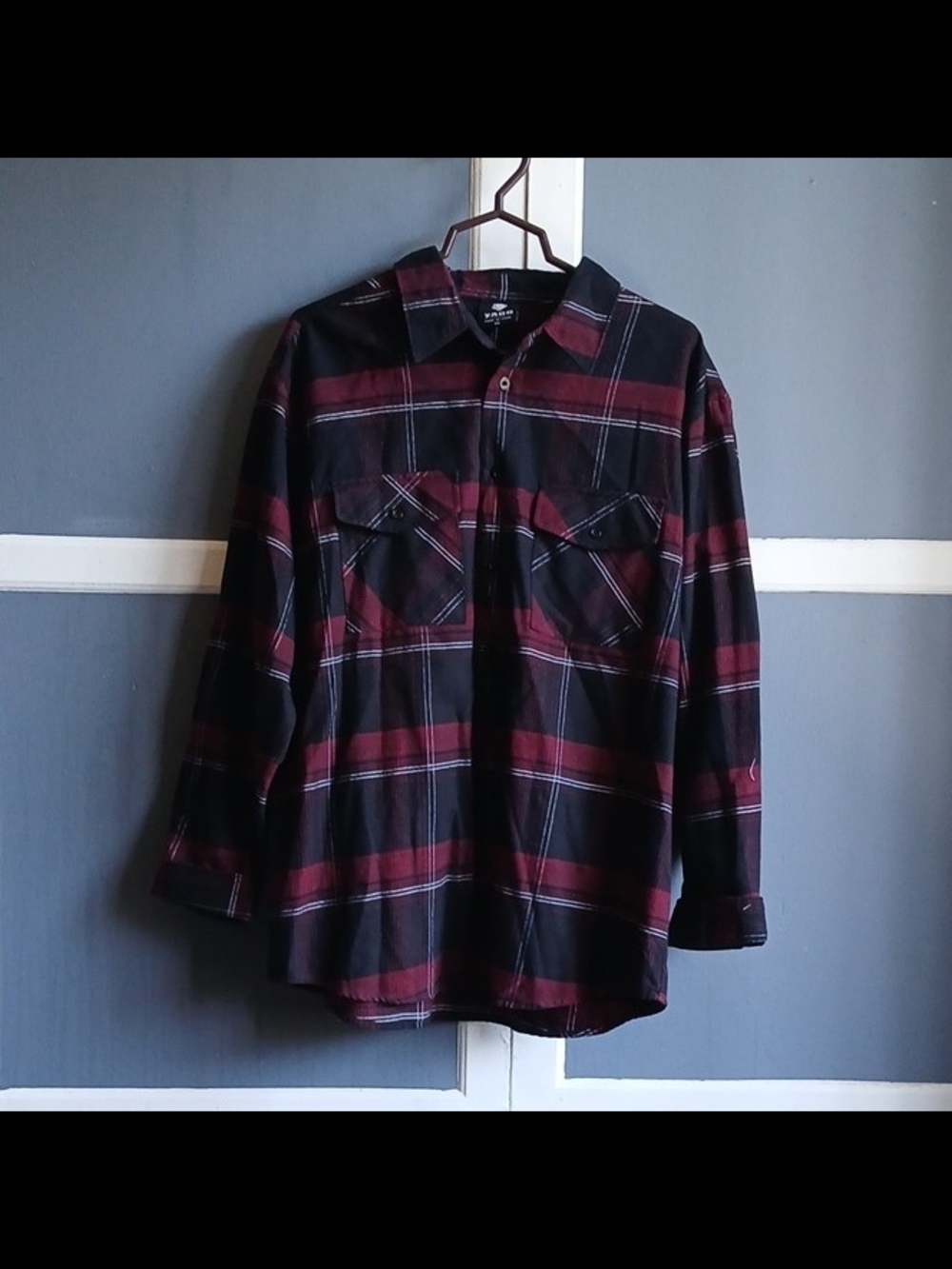 YAGO Men's Red and Black Plaid Flannel Shirt